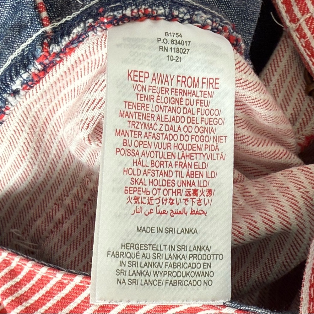 MINI BODEN RED WHITE STRIPE DENIM COTTON OVERALLS - Picture 8 of 10